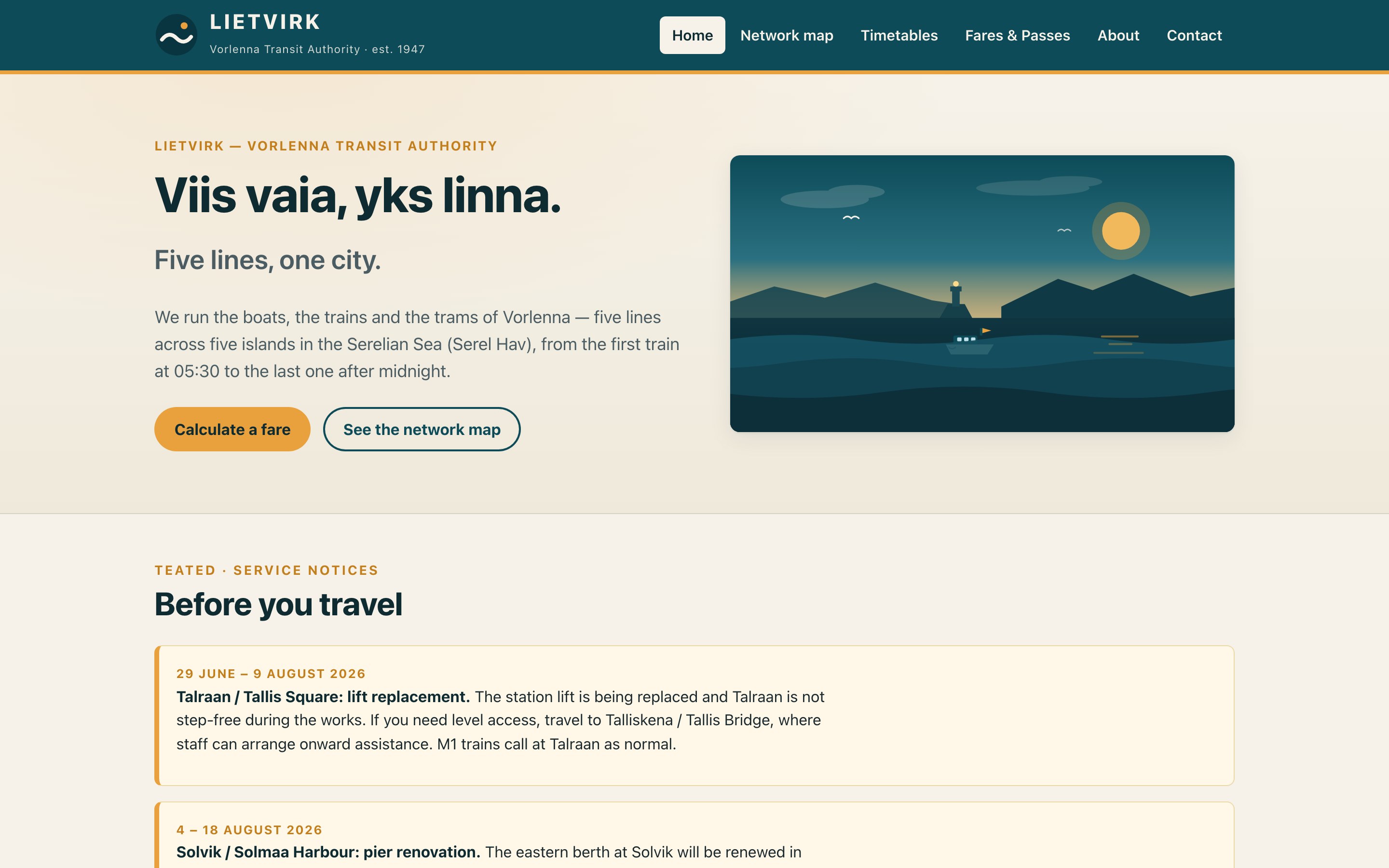 Above-the-fold screenshot of the website generated by Claude Fable 5 High