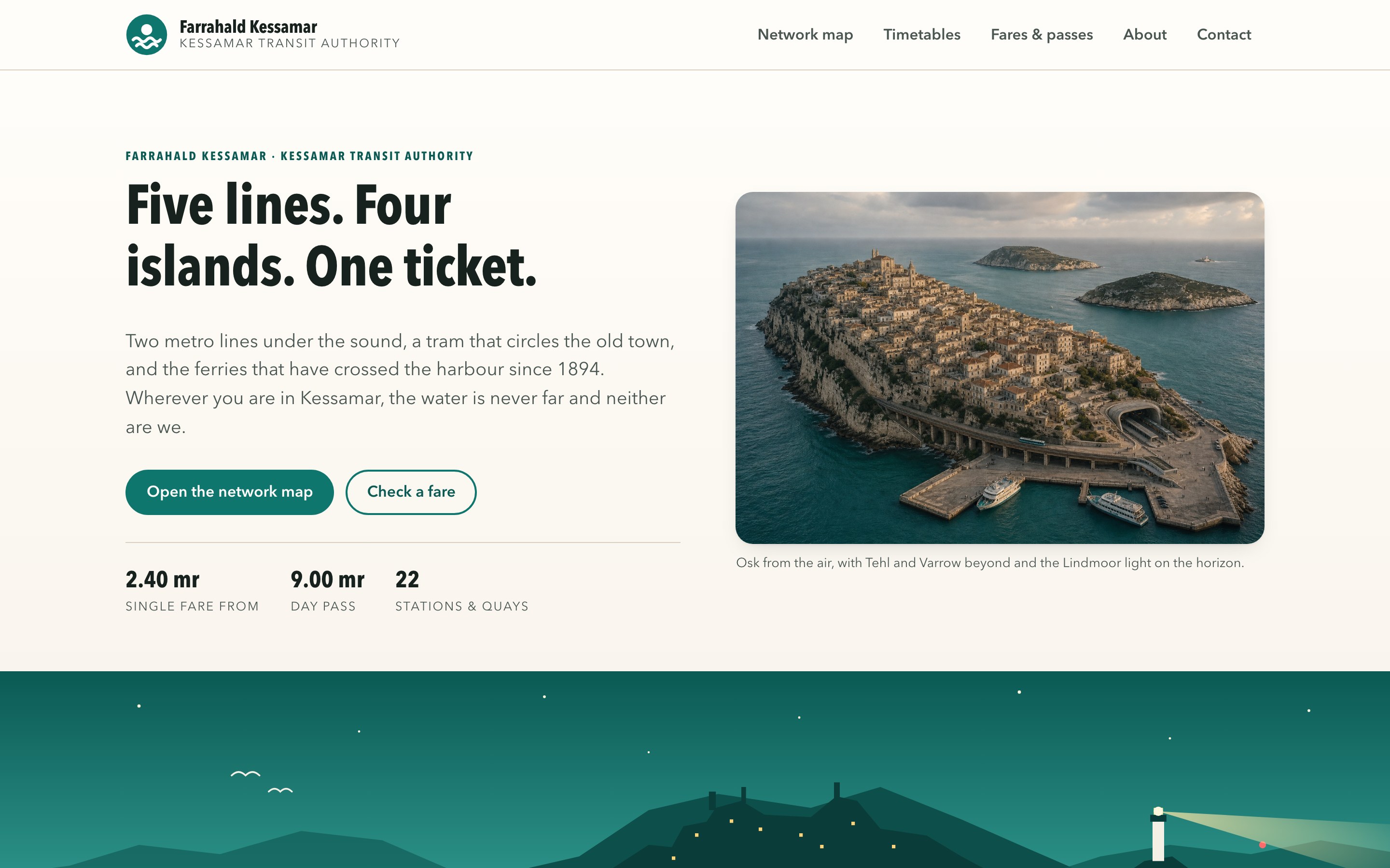 Above-the-fold screenshot of the website generated by Claude Fable 5.1 Low