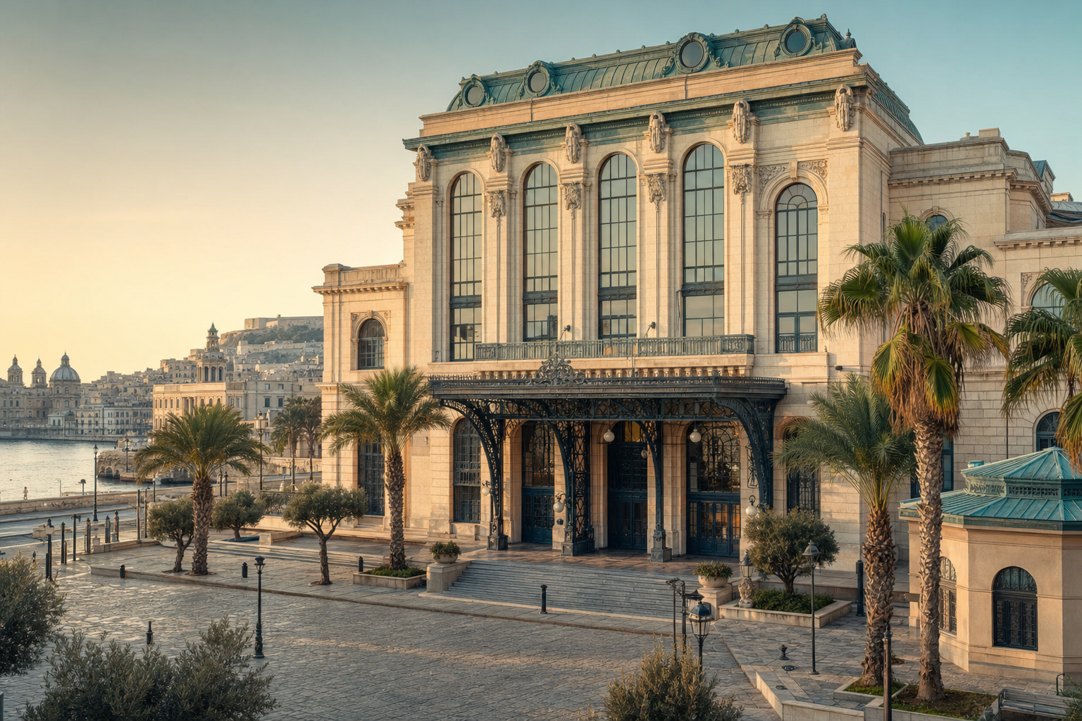 Emberglass Transit Authority headquarters on the harbourfront at Plaça Kora